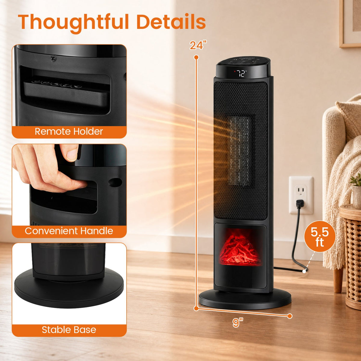 24" Tower Space Heater