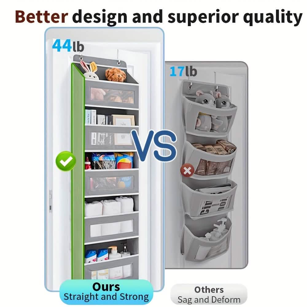 5-Tier Over-the-Door Storage Organizer — Foldable Fabric Pocket Caddy
