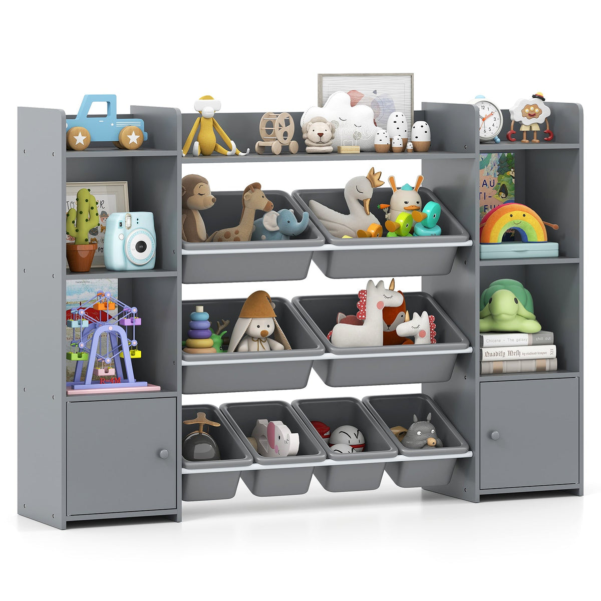 Kids Toy Storage Organizer with Bins, Cubbies & Cabinet Doors