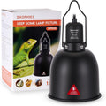 Black deep dome lamp fixture with packaging featuring a green lizard on a white background