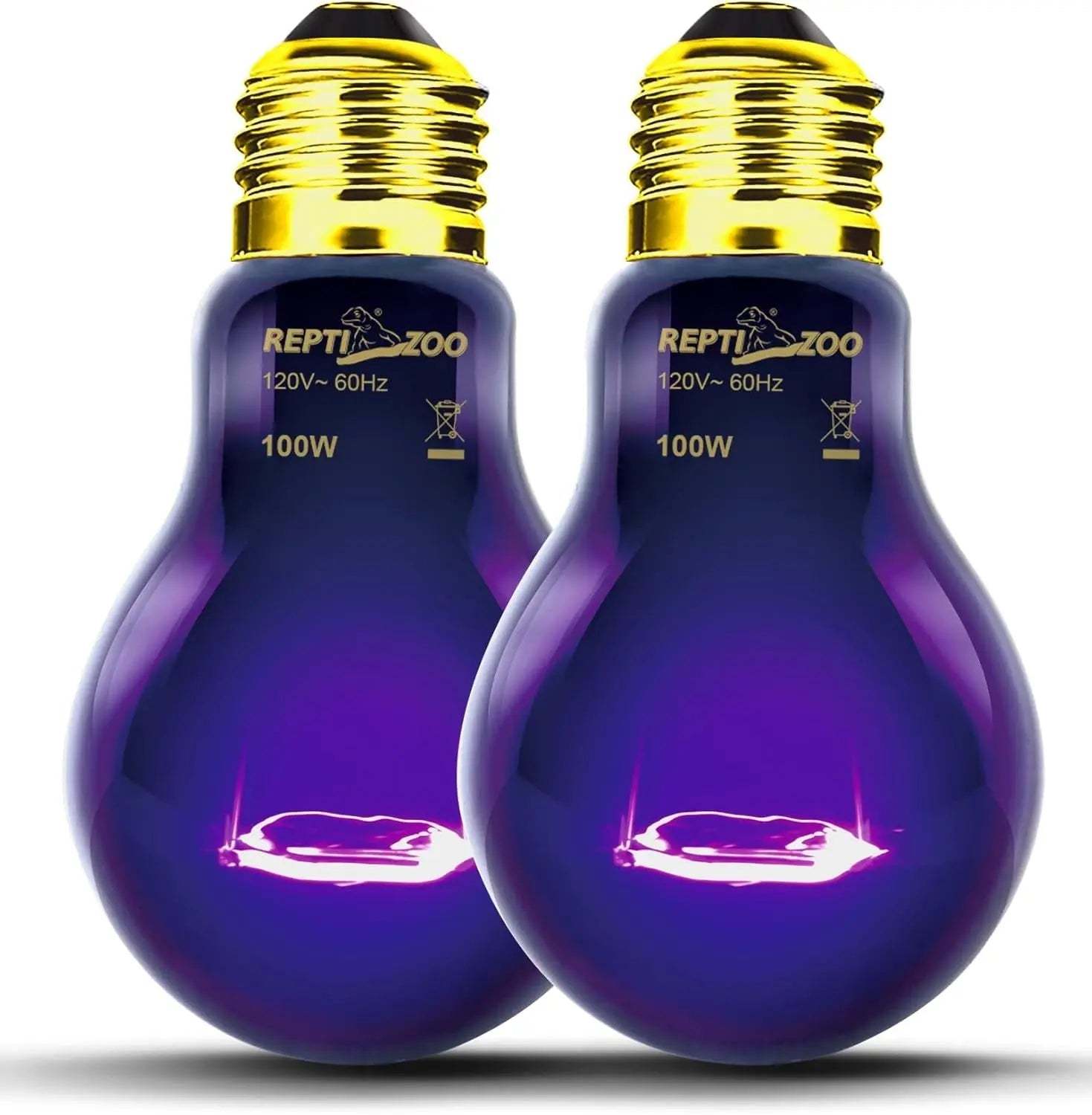 Reptile Night Heat Lamp Bulbs – 2-Pack Purple Moonlight Bulbs, No UVA | 75W & 100W | E26/E27 Base
