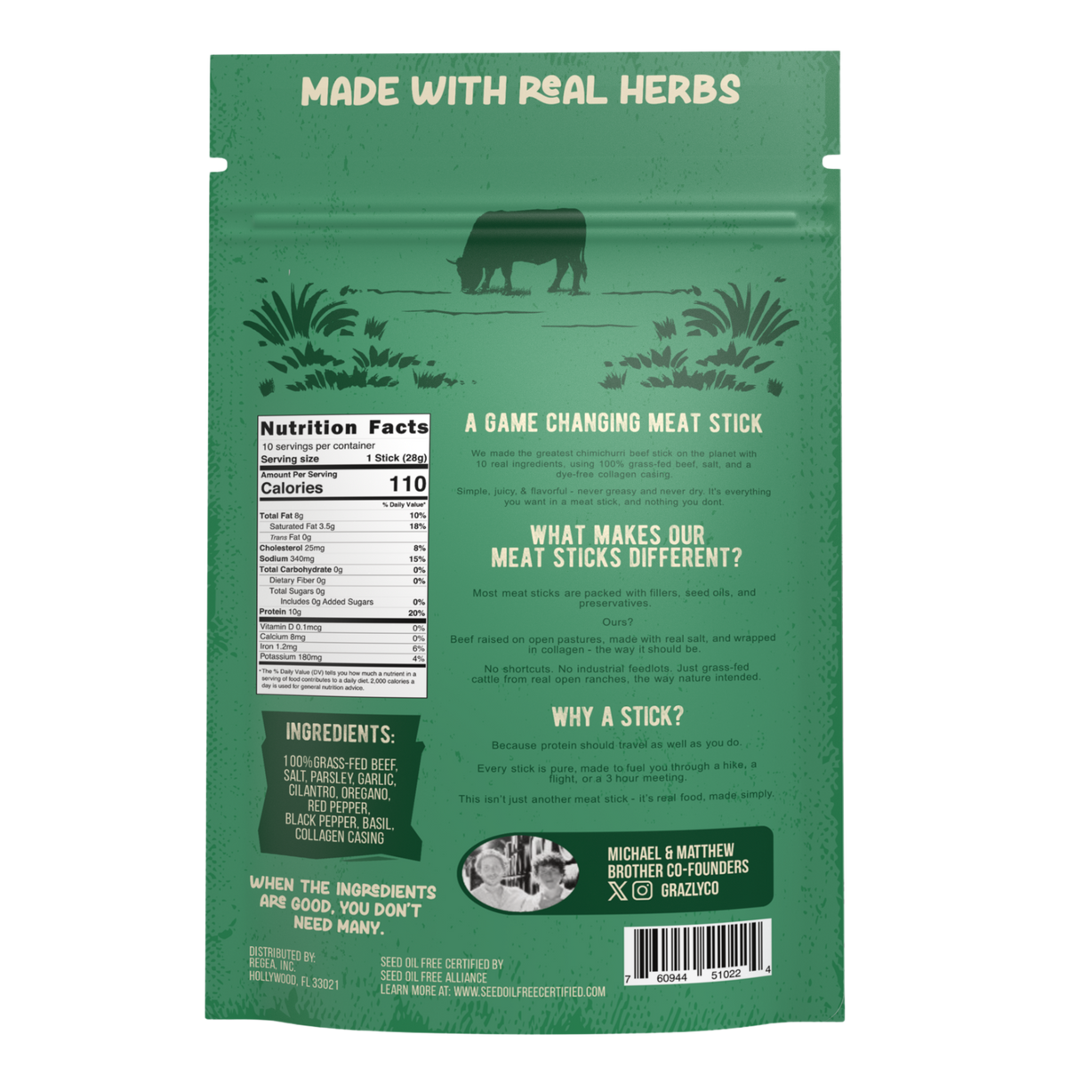 Grass-Fed Chimichurri Beef Meat Sticks