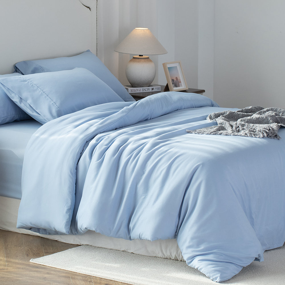 Kasentex Summer Duvet Cover Bedding Set — Hypoallergenic Microfiber with Pillowcase & Fitted Sheet