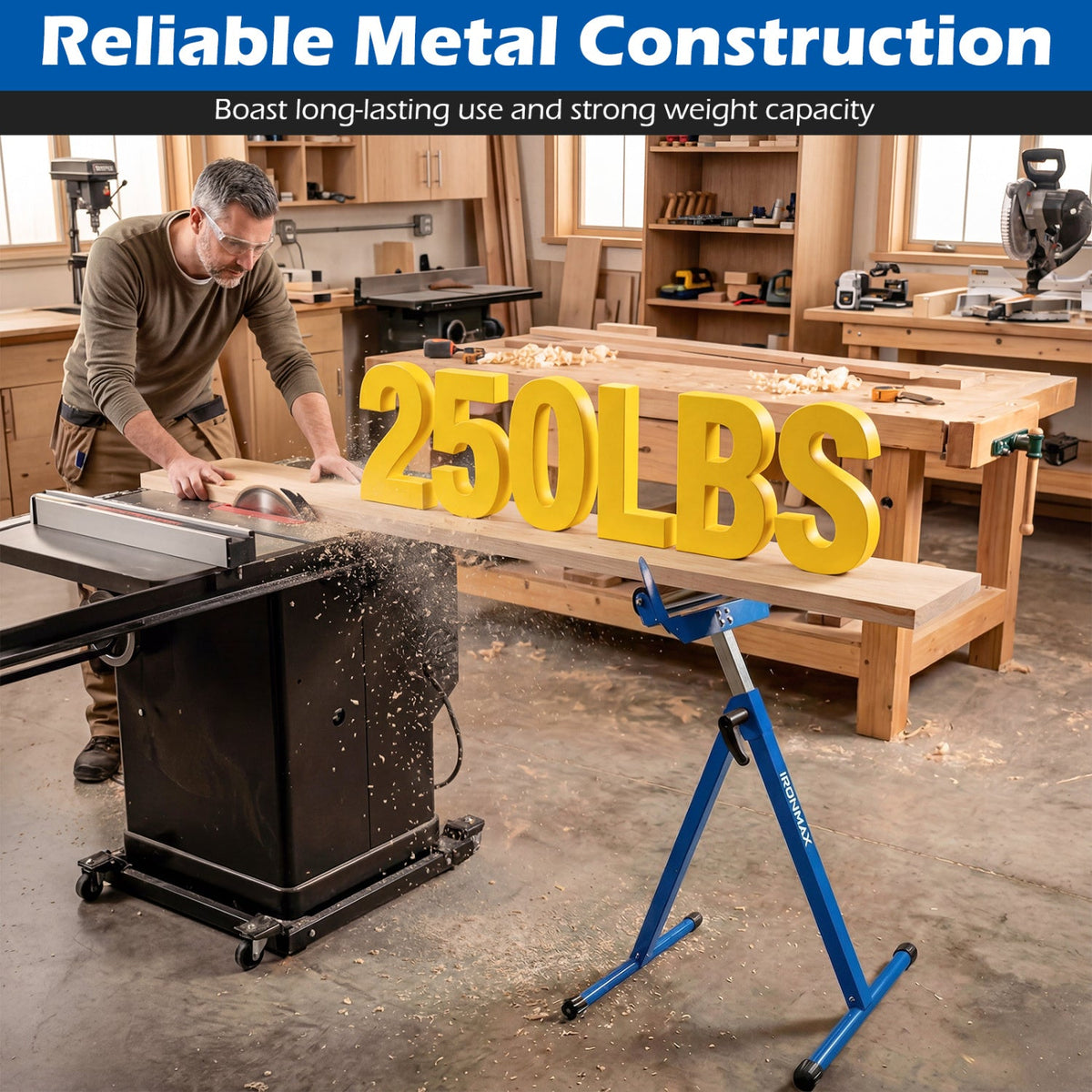 2-Pack Folding Roller Stands with Adjustable Height