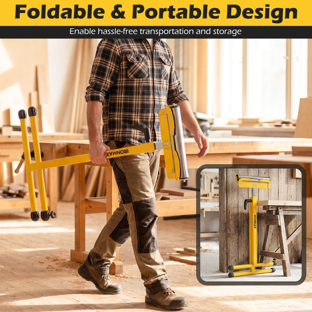 2-Pack Folding Roller Stands with Adjustable Height
