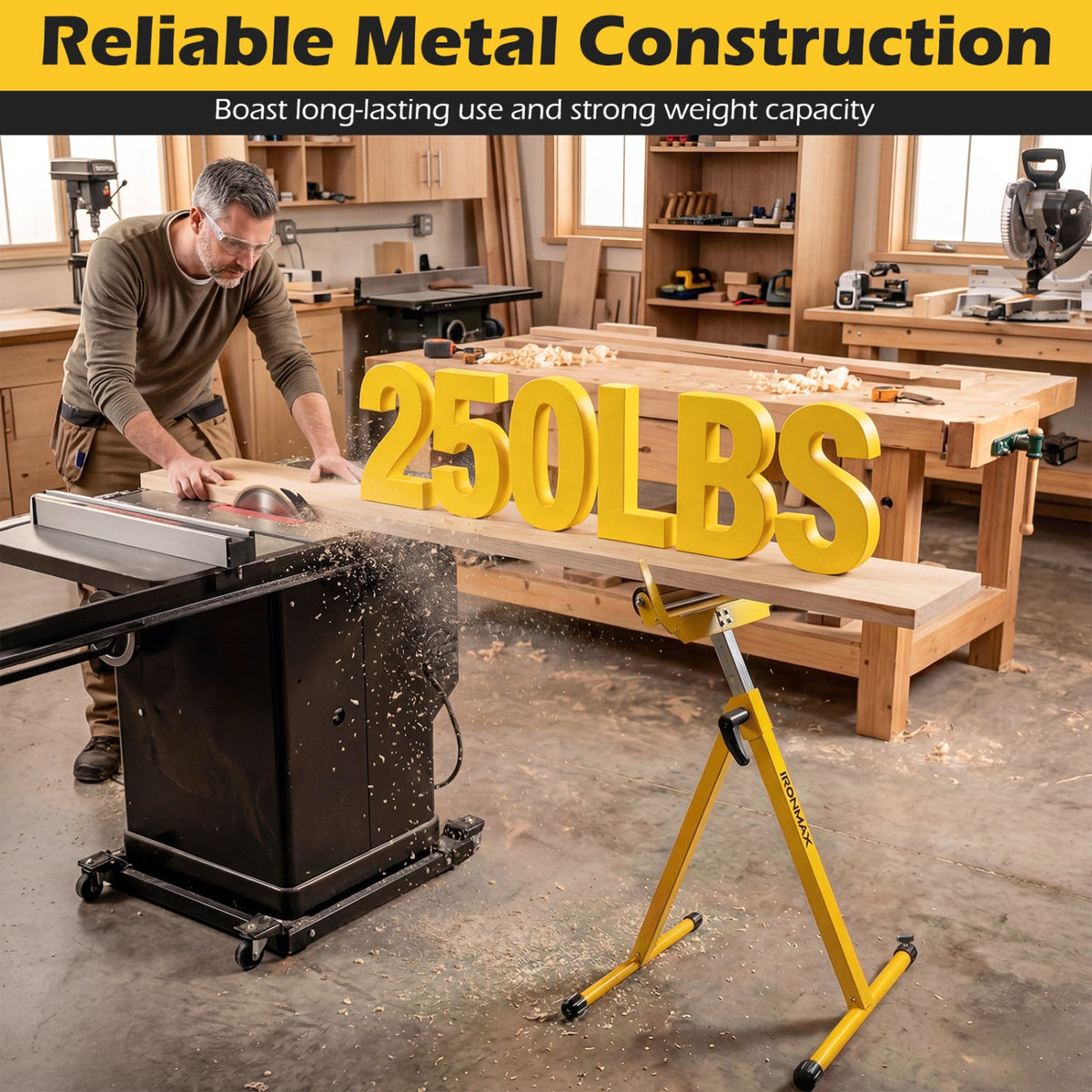 2-Pack Folding Roller Stands with Adjustable Height
