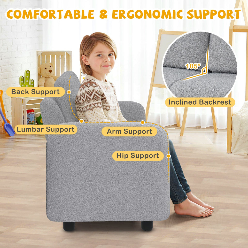 2-Seat Kids Sofa with Teddy Fleece Upholstery