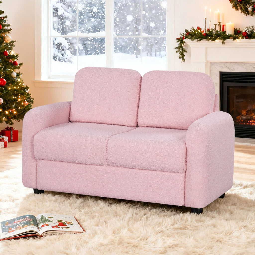 2-Seat Kids Sofa with Teddy Fleece Upholstery