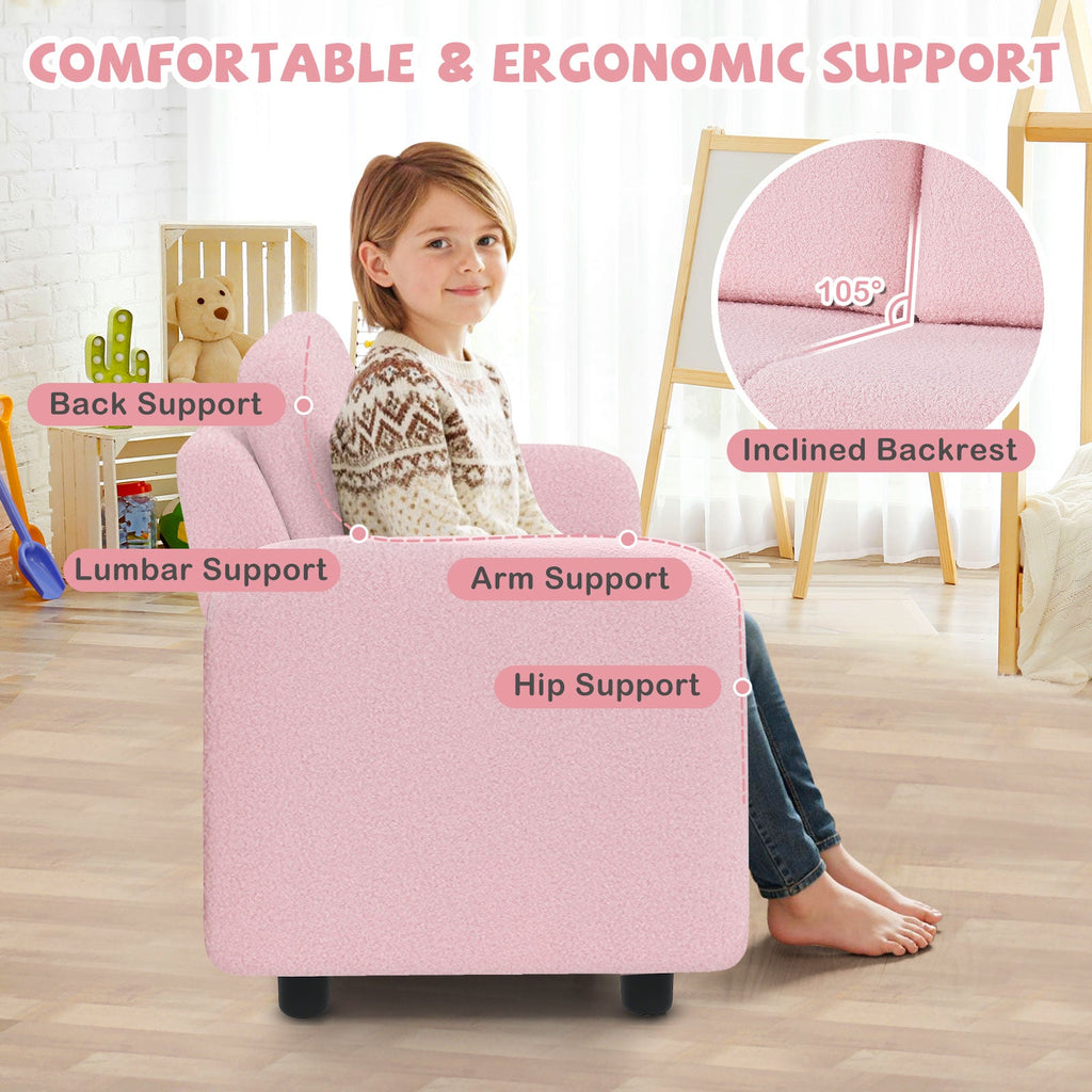 2-Seat Kids Sofa with Teddy Fleece Upholstery