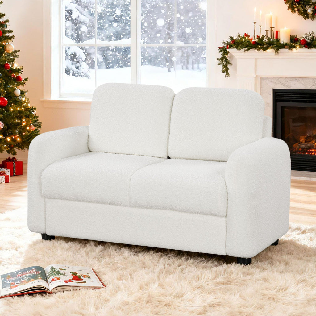 2-Seat Kids Sofa with Teddy Fleece Upholstery