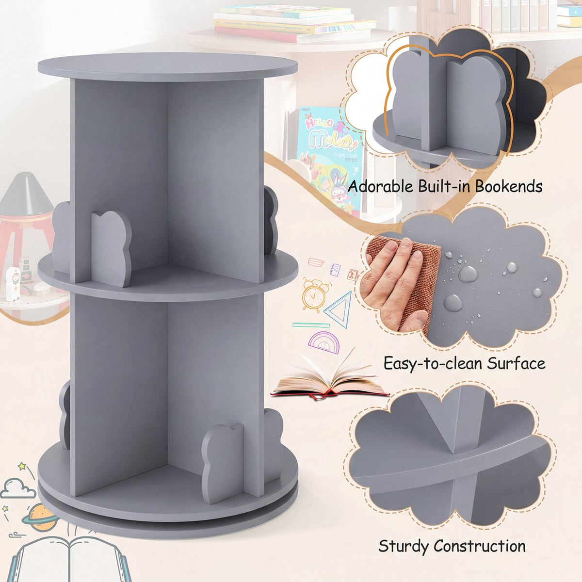 Kids 360° Rotating Bookshelf