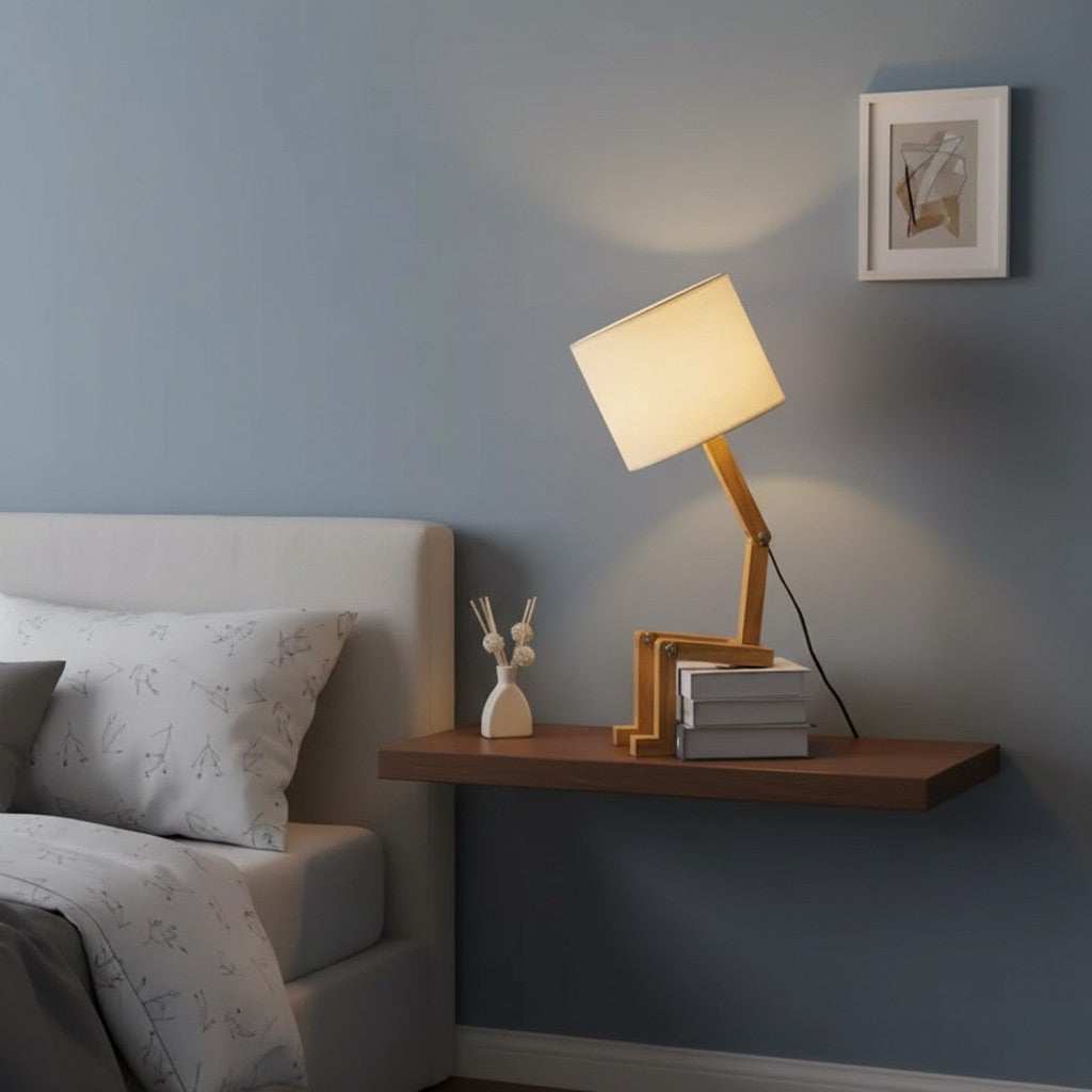Foldable Shape-Changing Wooden Desk Lamp – Creative Ambient Light for Bedroom, Study & Living Room