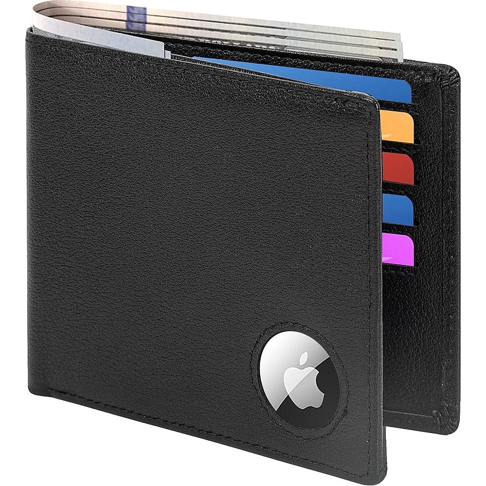 Genuine Leather Wallet | Apple AirTag Compatible | 5 Card Slots | Black