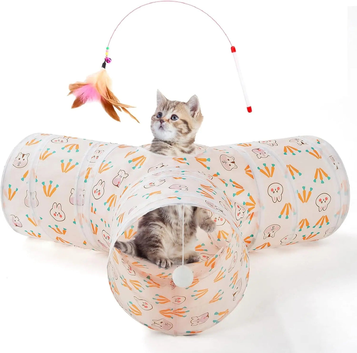 3-Way Collapsible Cat Tunnel Toy