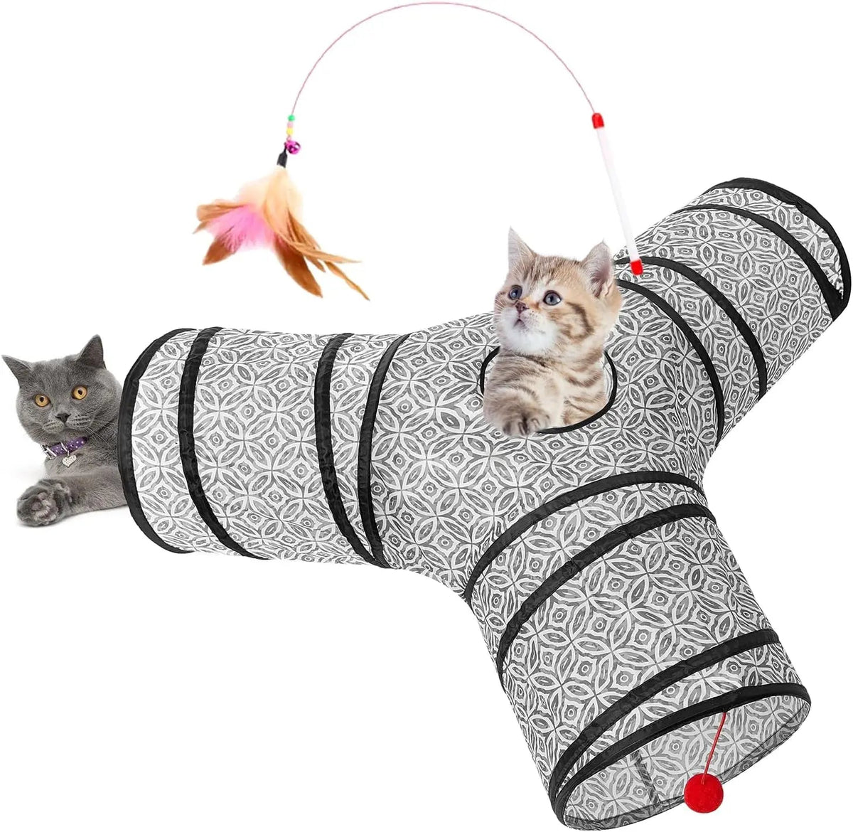 3-Way Collapsible Cat Tunnel Toy