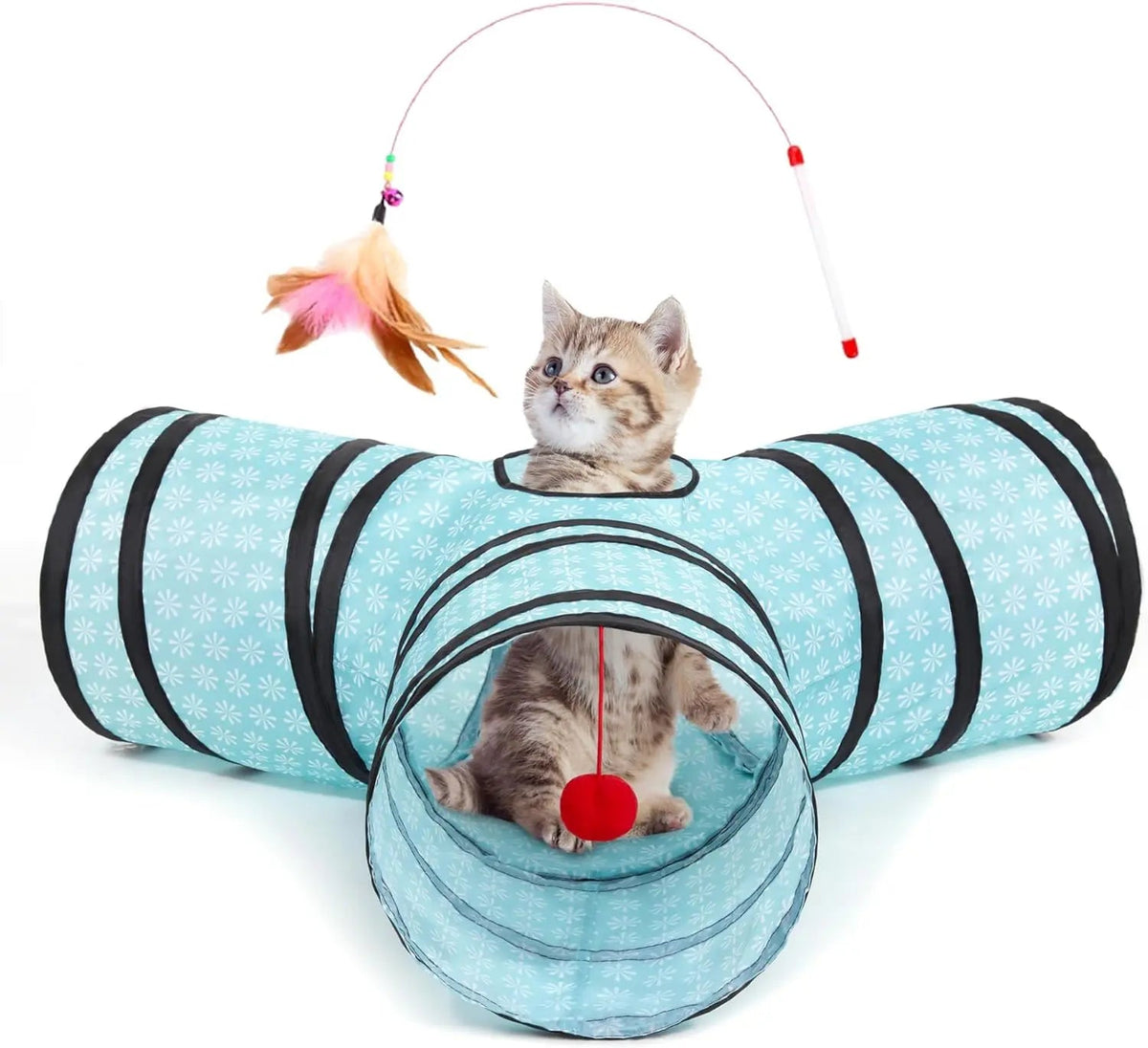 3-Way Collapsible Cat Tunnel Toy