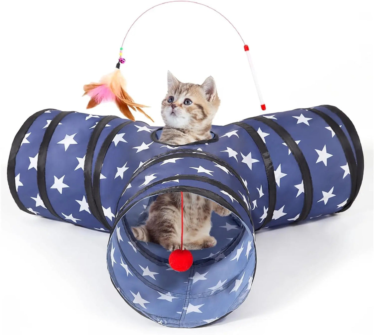 3-Way Collapsible Cat Tunnel Toy