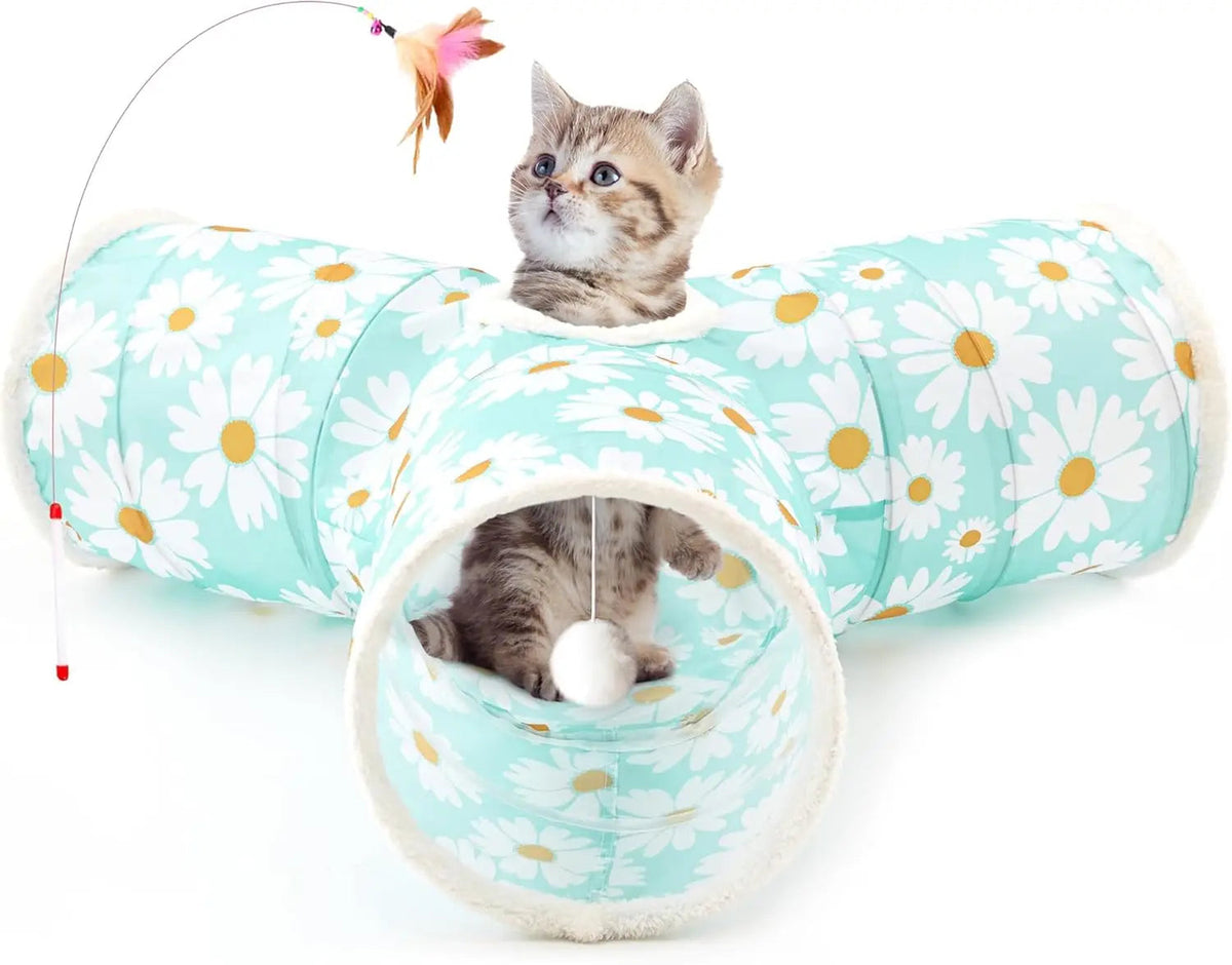 3-Way Collapsible Cat Tunnel Toy