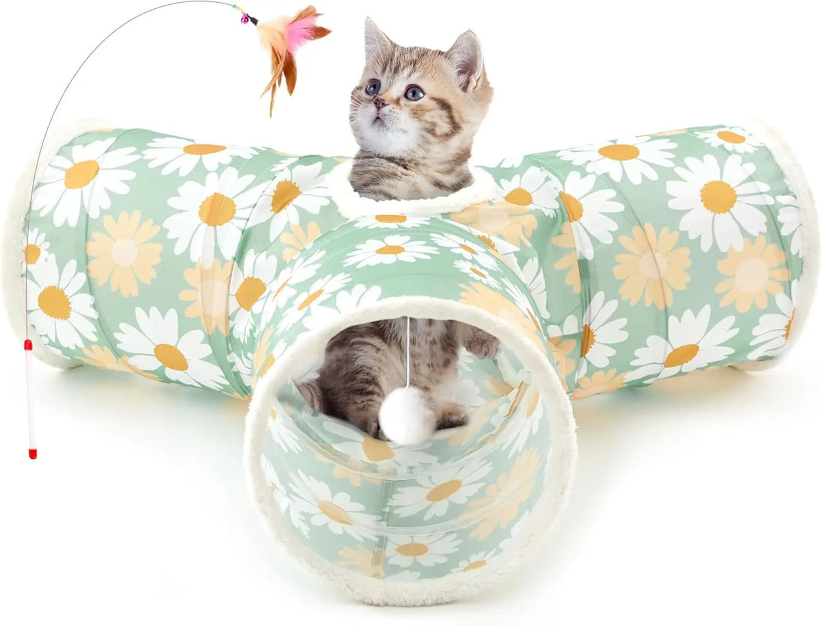 3-Way Collapsible Cat Tunnel Toy