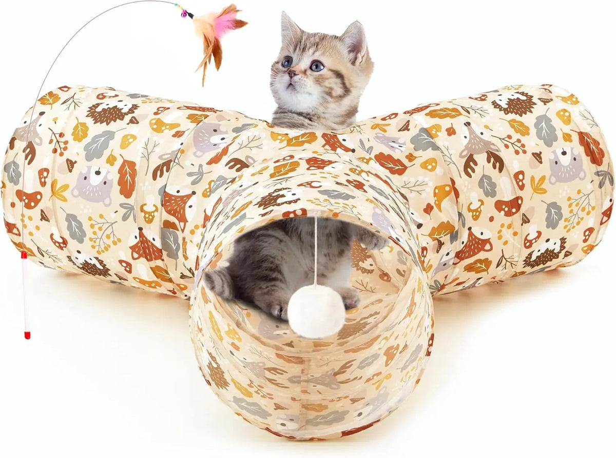 3-Way Collapsible Cat Tunnel Toy