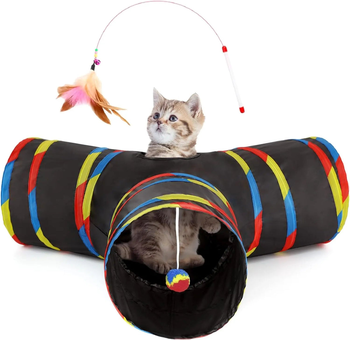 3-Way Collapsible Cat Tunnel Toy