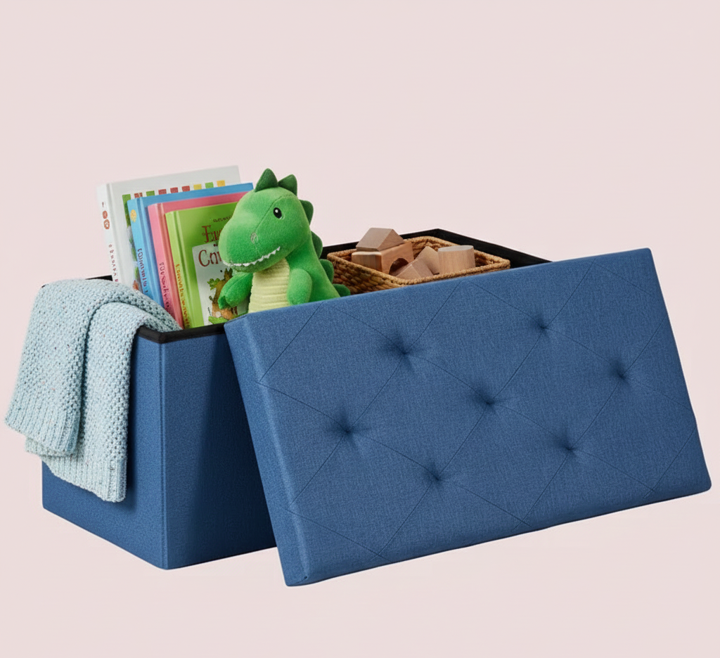 Folding Storage Ottoman Bench
