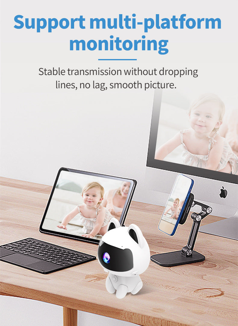 Cute Cat WiFi Baby & Pet Monitor Camera | 720p | Two-Way Audio | V380 App