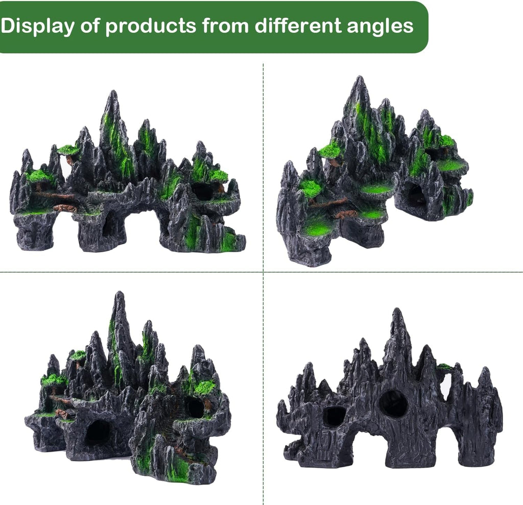 Large Aquarium Ornament – Mountain Cave, Tree House & Bridge | Fish Tank Décor