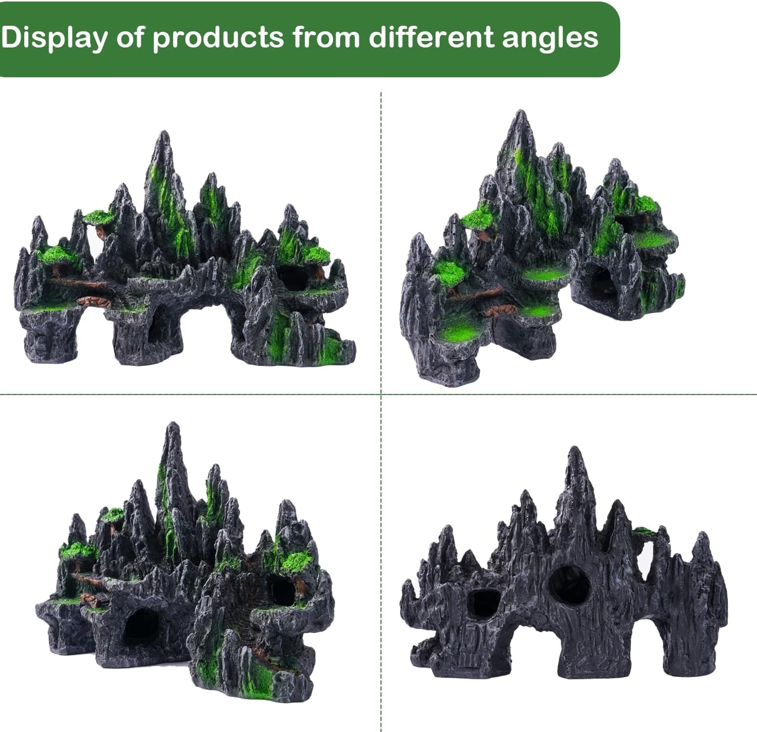 Large Aquarium Ornament – Mountain Cave, Tree House & Bridge | Fish Tank Décor