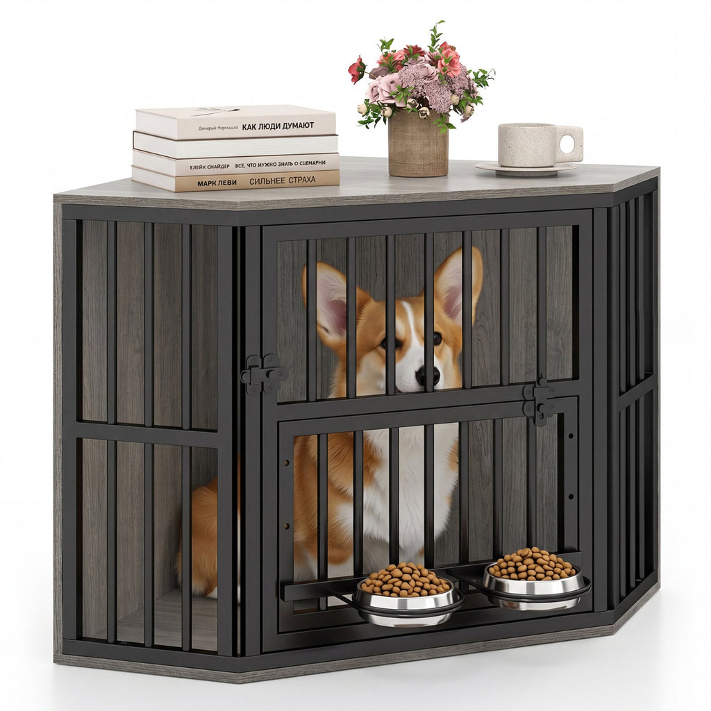 Corner Dog Crate End Table