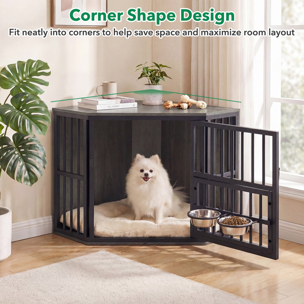 Corner Dog Crate End Table