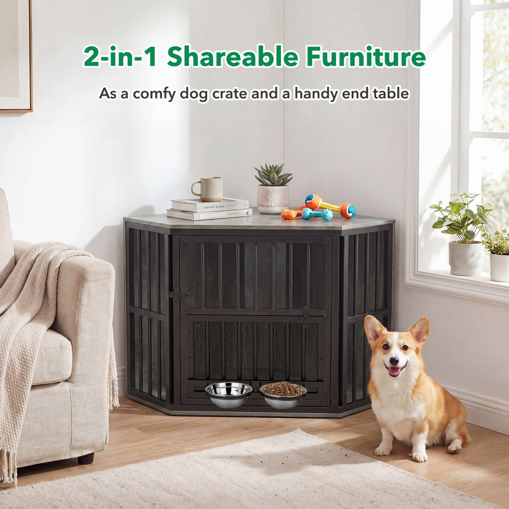Corner Dog Crate End Table