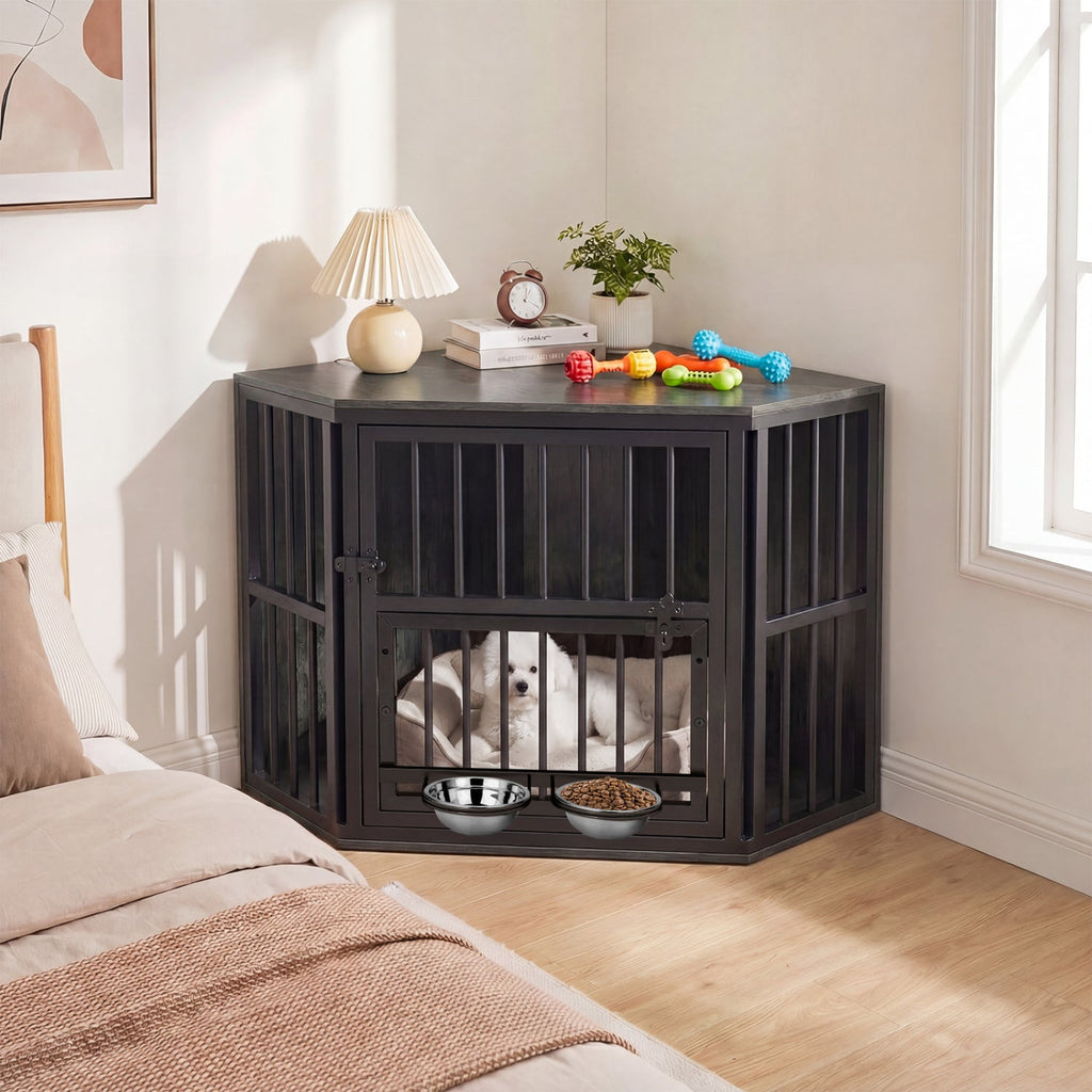 Corner Dog Crate End Table