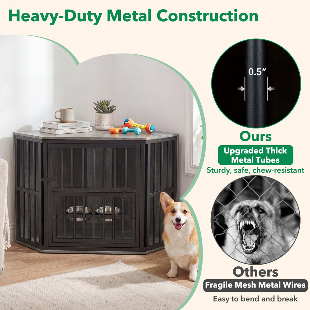 Corner Dog Crate End Table