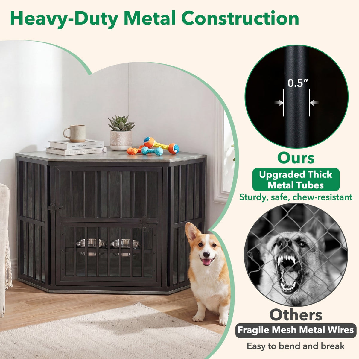 Corner Dog Crate End Table