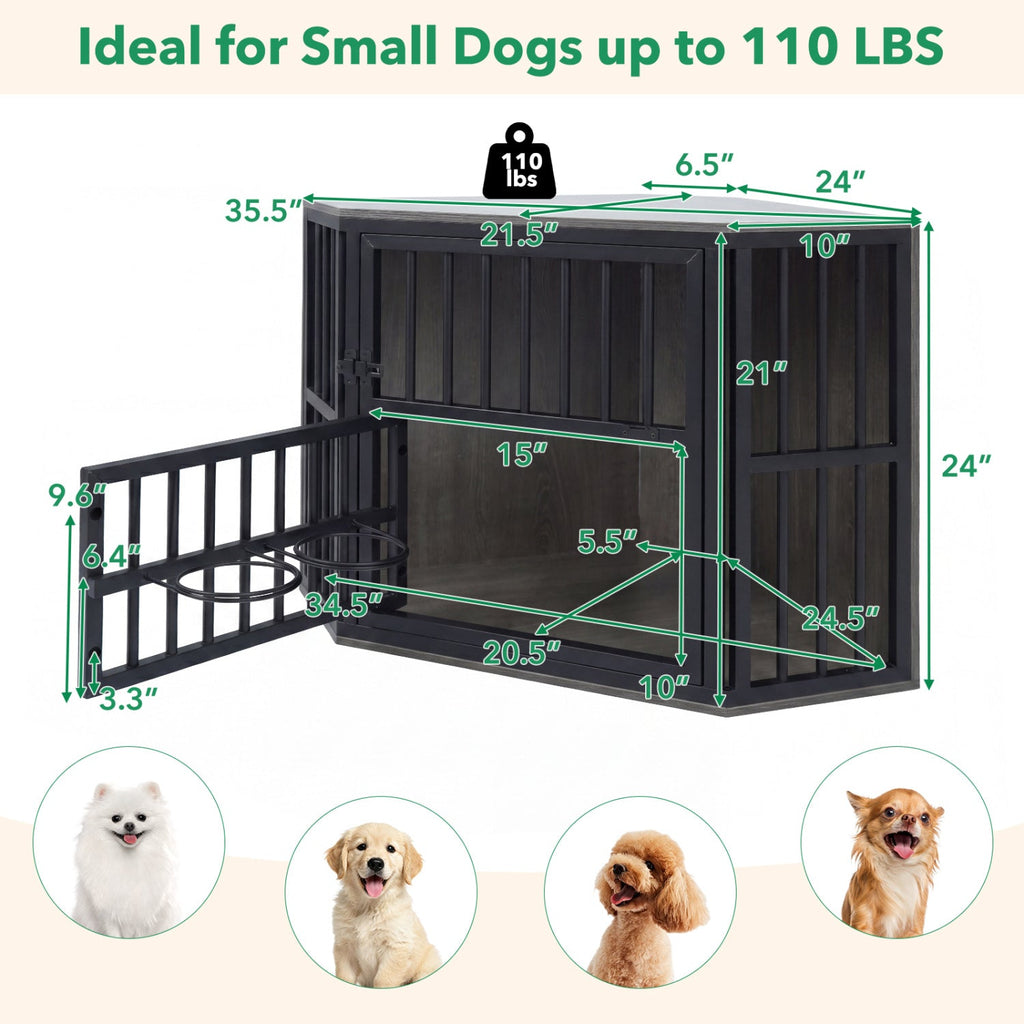 Corner Dog Crate End Table