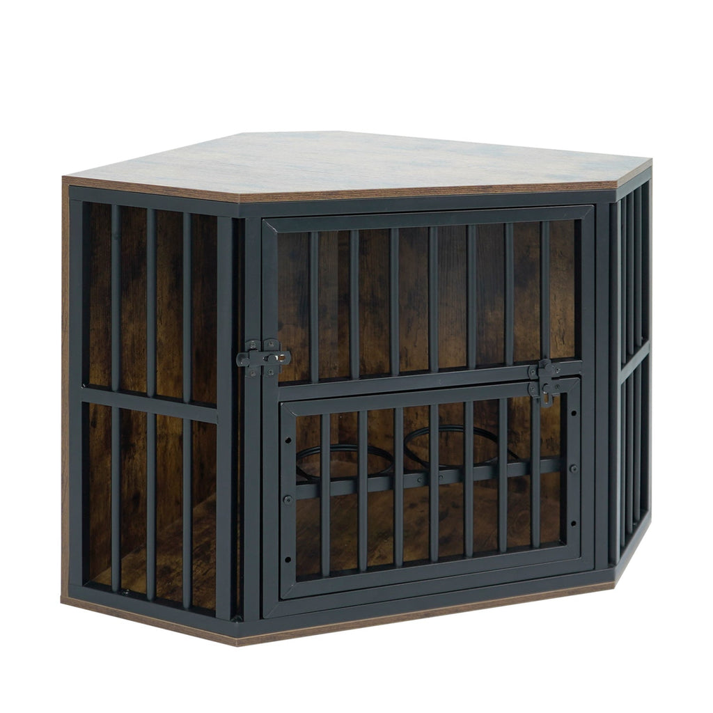 Corner Dog Crate End Table