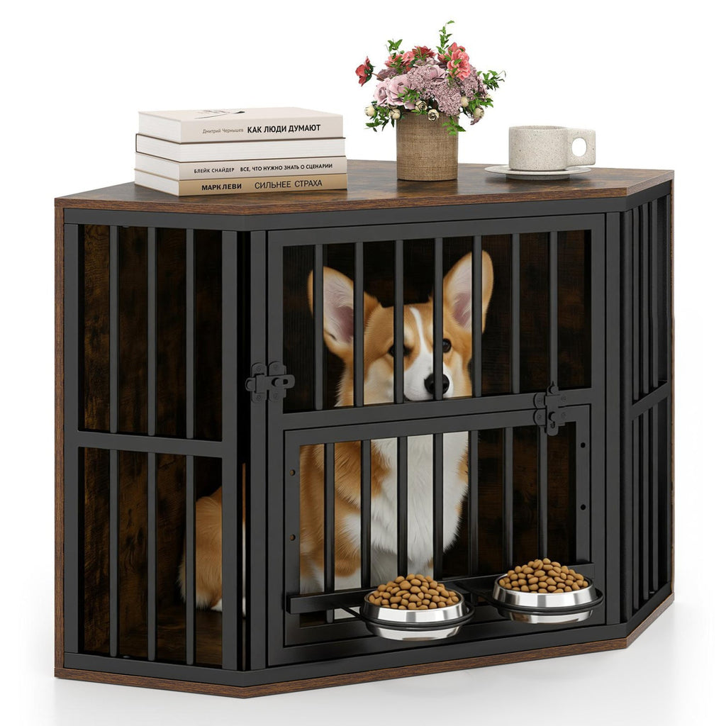 Corner Dog Crate End Table