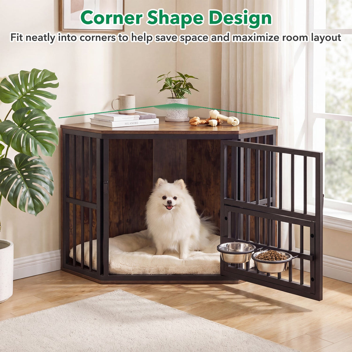 Corner Dog Crate End Table