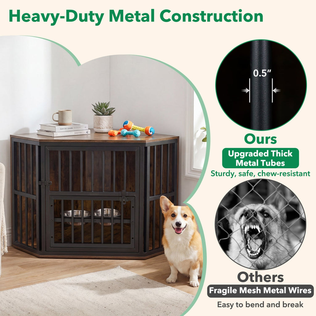 Corner Dog Crate End Table