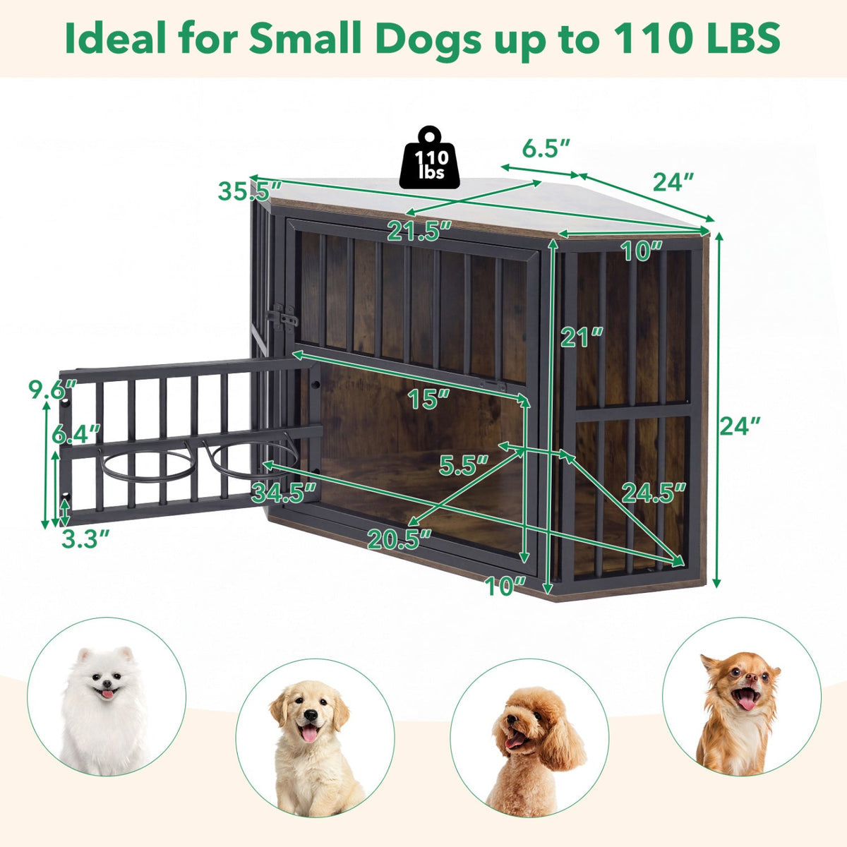 Corner Dog Crate End Table