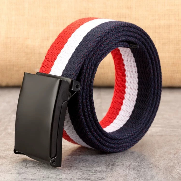Canvas Snap-Buckle Belt – 21 Colors, 120cm