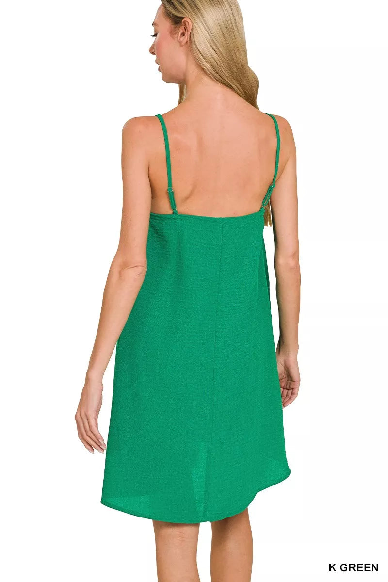 Zenana Woven Airflow Mini Dress | Kelly Green