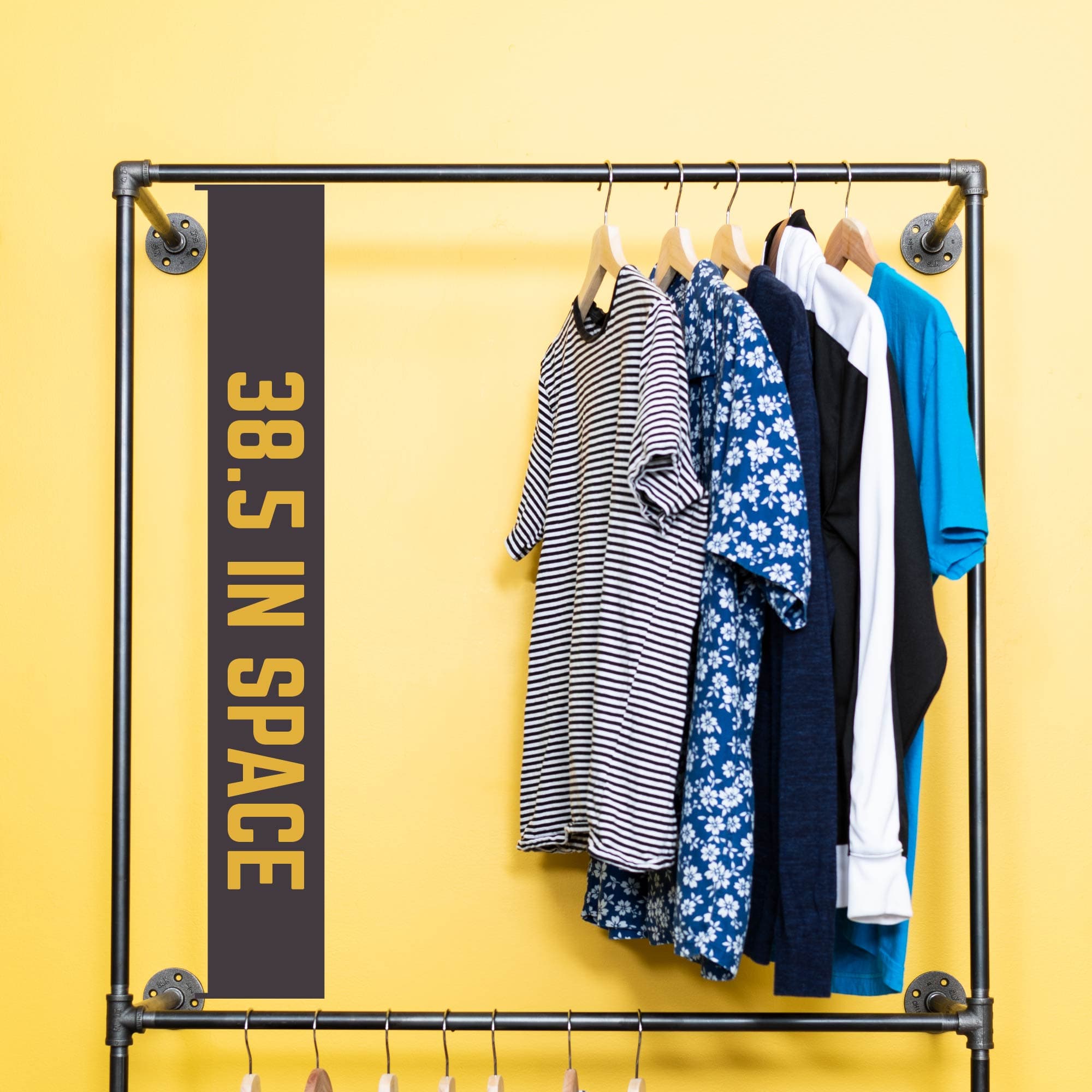 PIPE DECOR Industrial Steel Wall Mounted Double Hung Clothing Rack