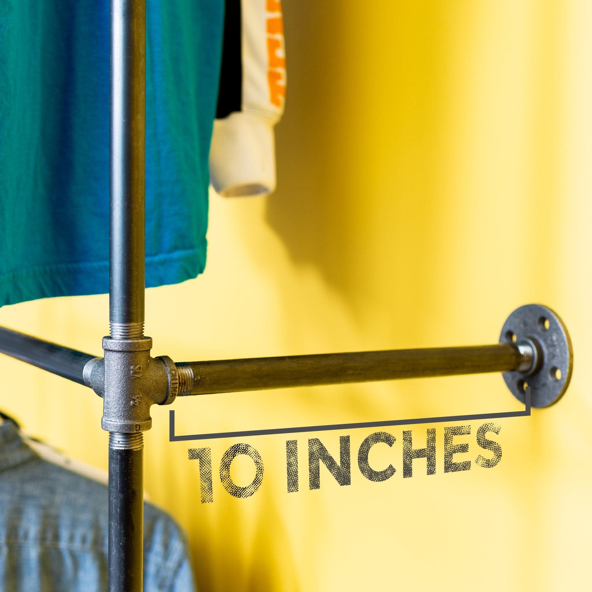 PIPE DECOR Industrial Steel Wall Mounted Double Hung Clothing Rack