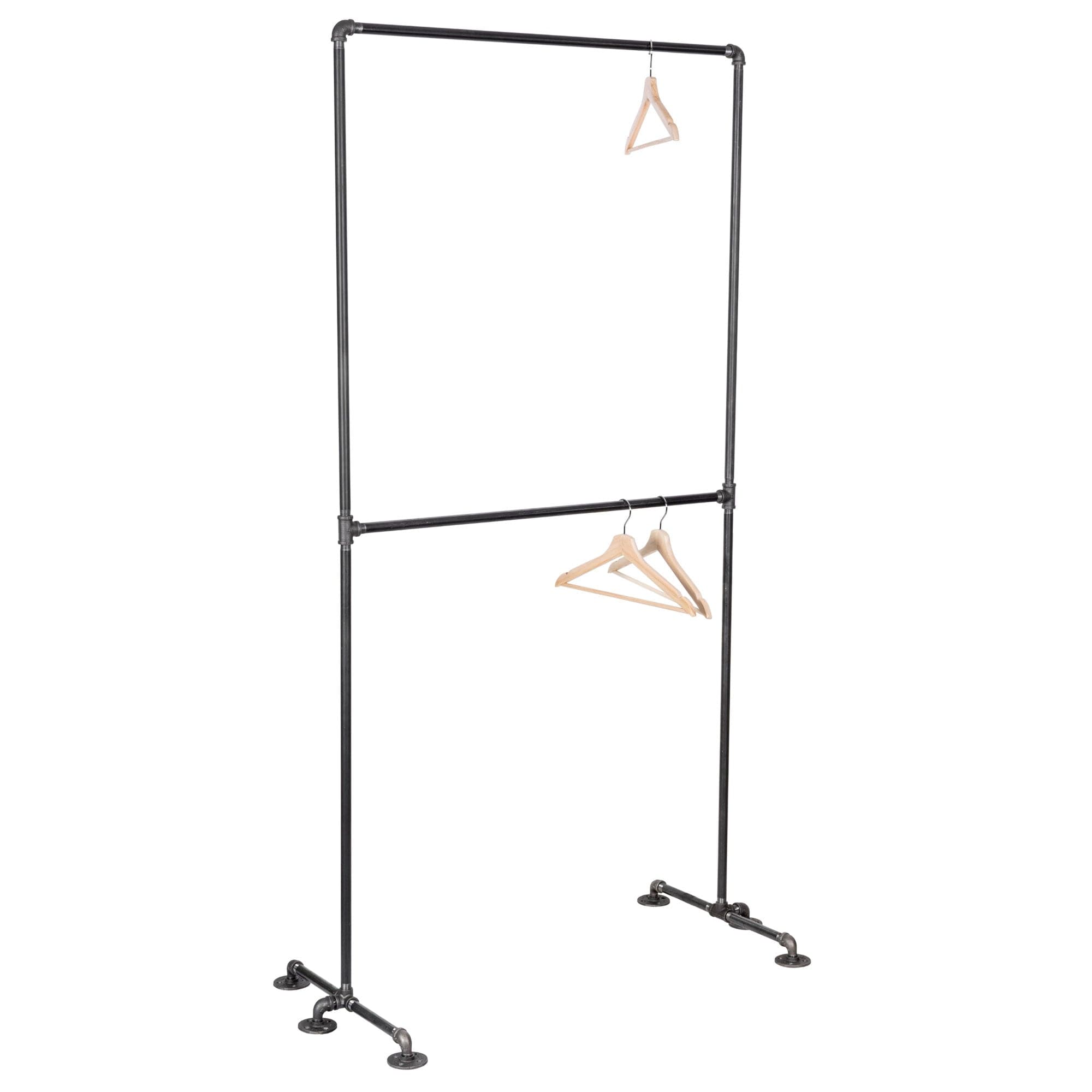 PIPE DECOR Industrial Steel Freestanding Double Hung Clothing Rack