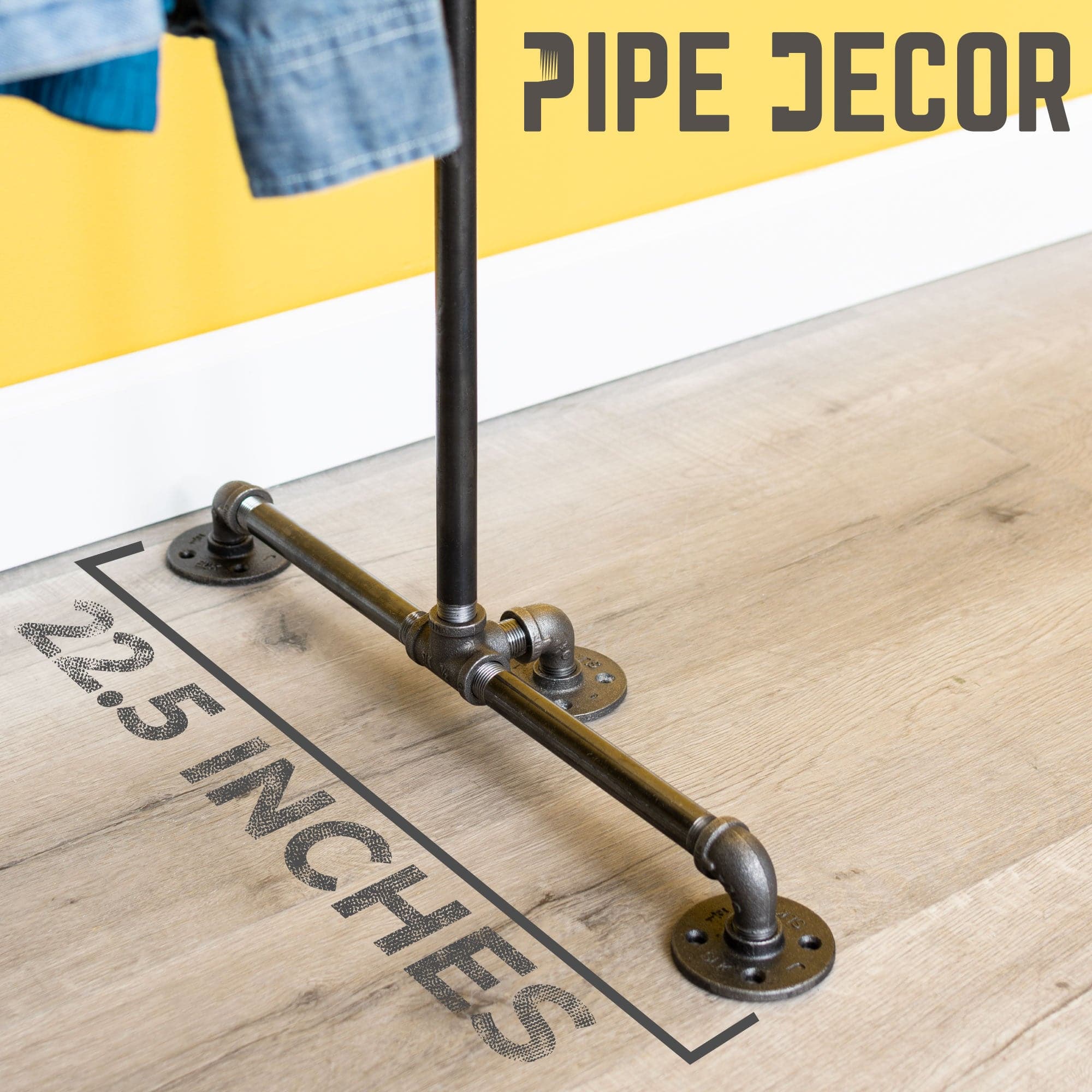 PIPE DECOR Industrial Steel Freestanding Double Hung Clothing Rack