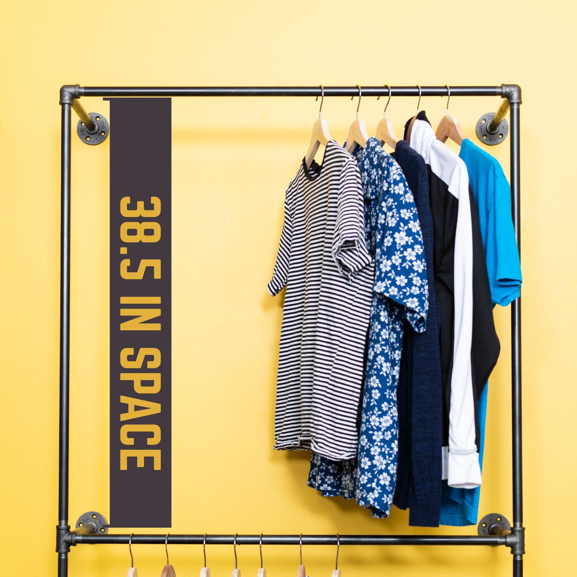 PIPE DECOR Industrial Steel Freestanding Double Hung Clothing Rack