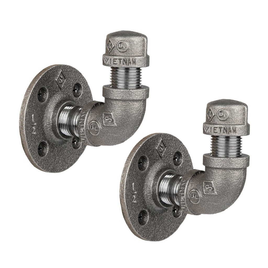PIPE DECOR 90 Degree Elbow Industrial Pipe Wall Hook Kit (2-Pack)