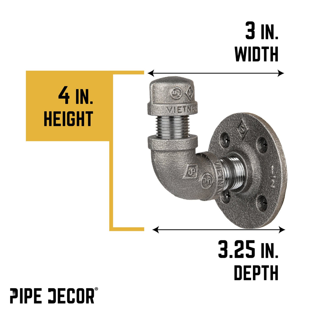 PIPE DECOR 90 Degree Elbow Industrial Pipe Wall Hook Kit (2-Pack)